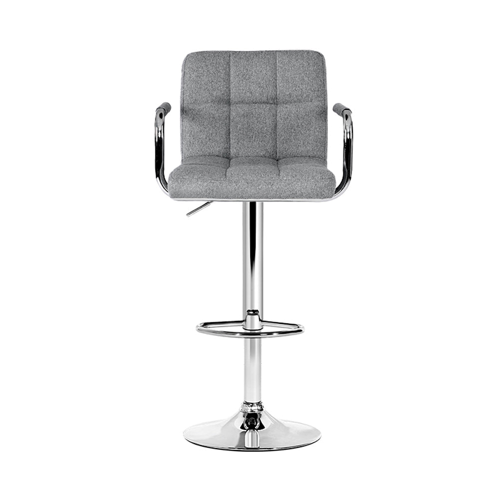 Set of 2 Bar Stools Gas lift Swivel - Steel and Grey