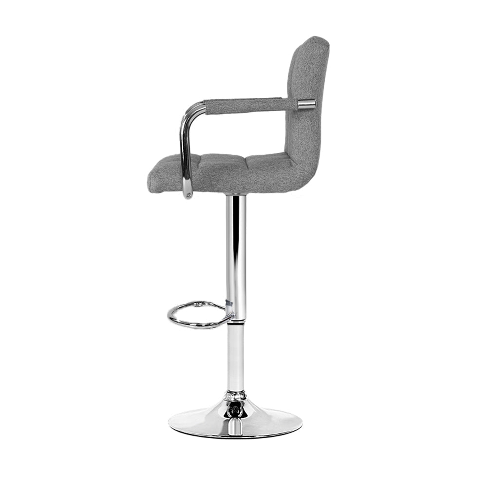 Set of 2 Bar Stools Gas lift Swivel - Steel and Grey