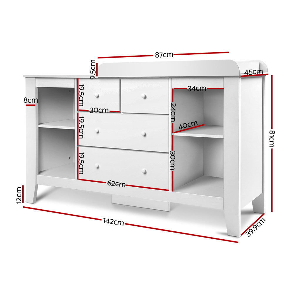 Baby Change Table Dresser Chest Storage Cabinet White