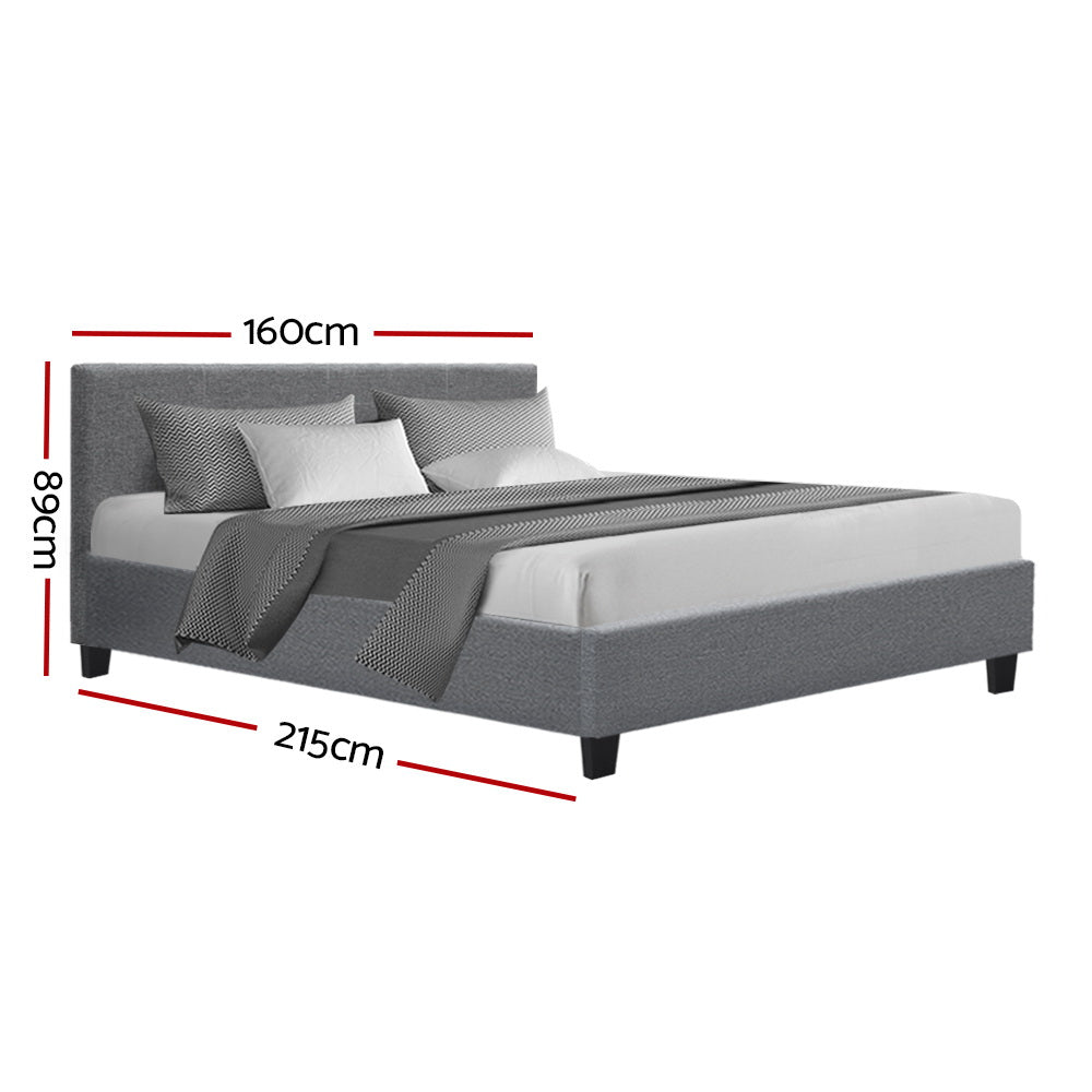 Neo Bed Frame Fabric - Grey Queen