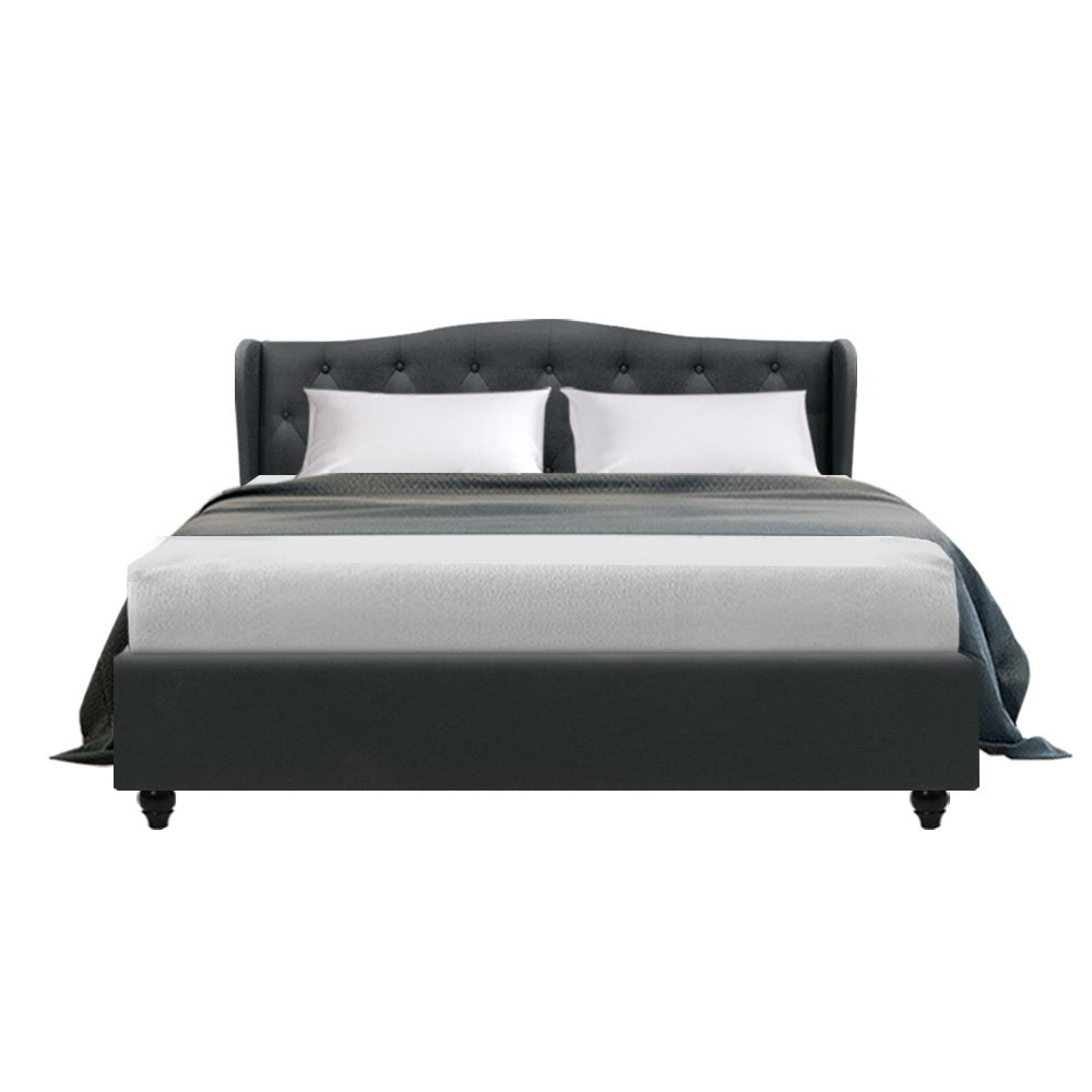 Pier Bed Frame Fabric - Charcoal Queen