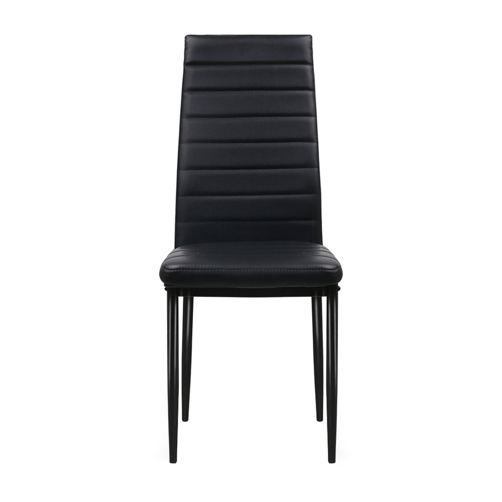 Set of 4 Dining Chairs PVC Leather - Black