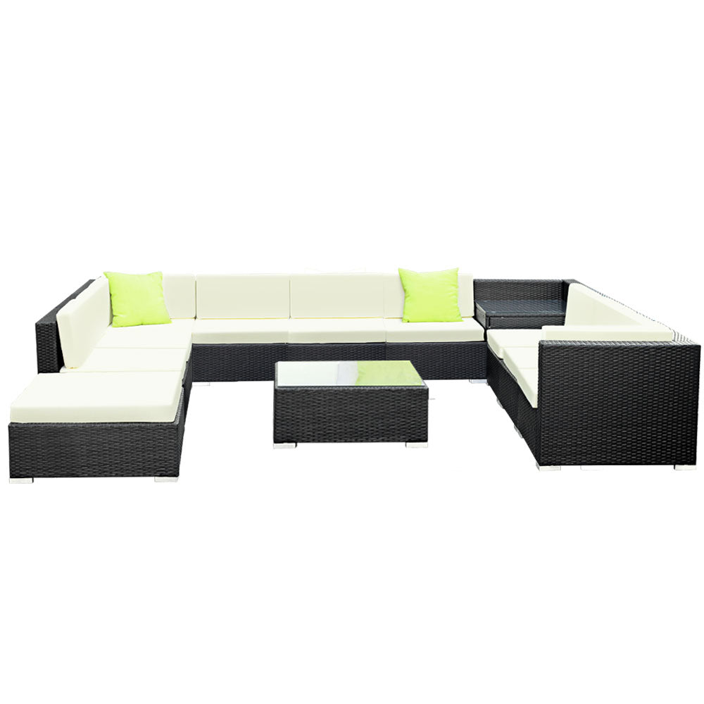 12PC Sofa Set with Storage Cover Outdoor Furniture Wicker