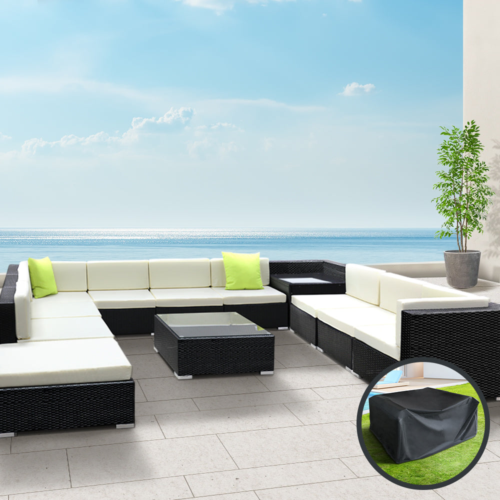 12PC Sofa Set with Storage Cover Outdoor Furniture Wicker