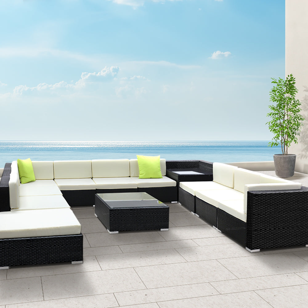 12PC Outdoor Furniture Sofa Set Wicker Garden Patio Lounge