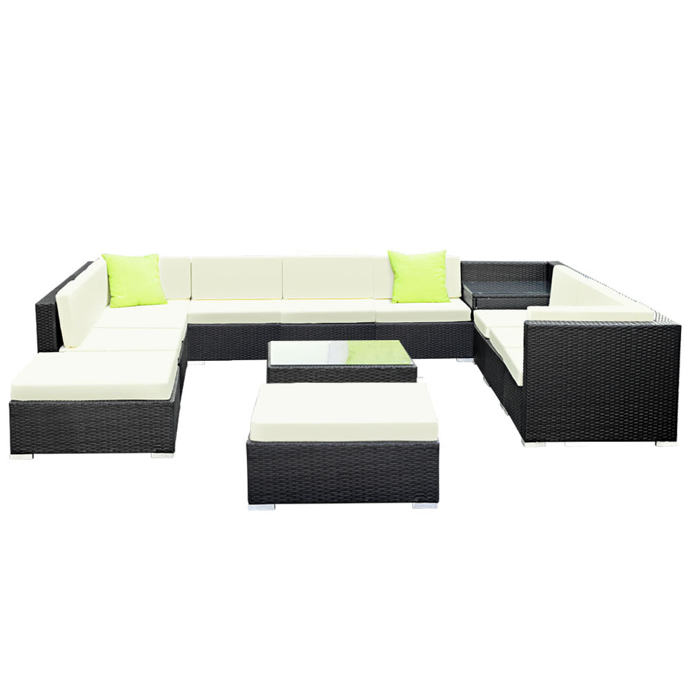 13PC Sofa Set with Storage Cover Outdoor Furniture Wicker