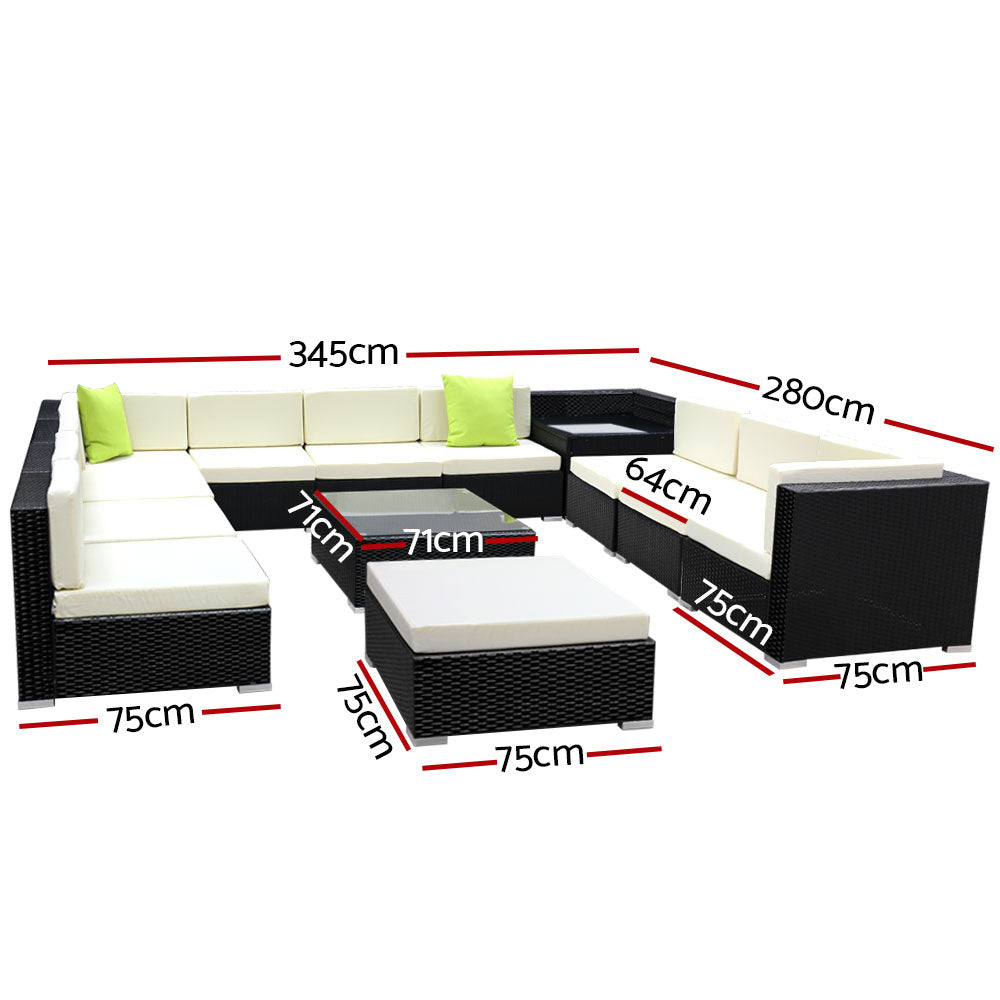 13PC Outdoor Furniture Sofa Set Wicker Garden Patio Lounge