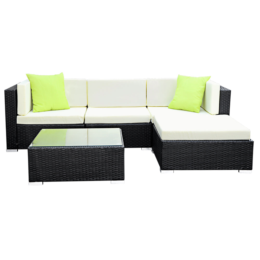 5PC Outdoor Furniture Sofa Set Wicker Garden Patio Pool Lounge