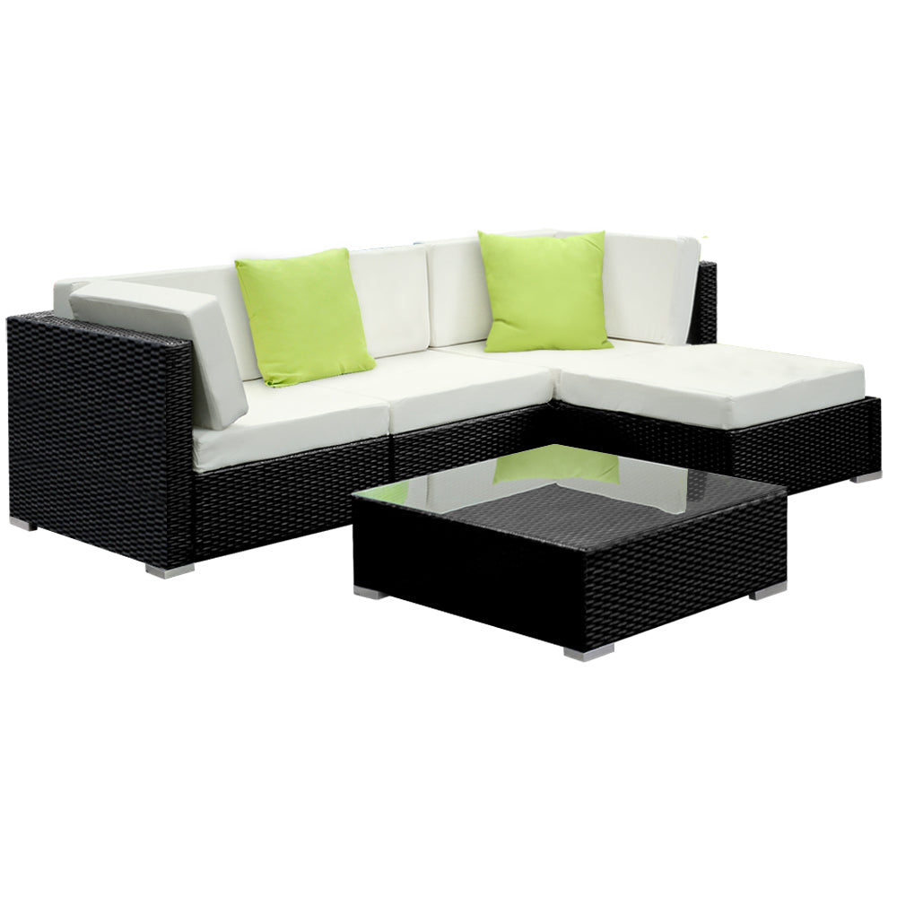 5PC Outdoor Furniture Sofa Set Wicker Garden Patio Pool Lounge