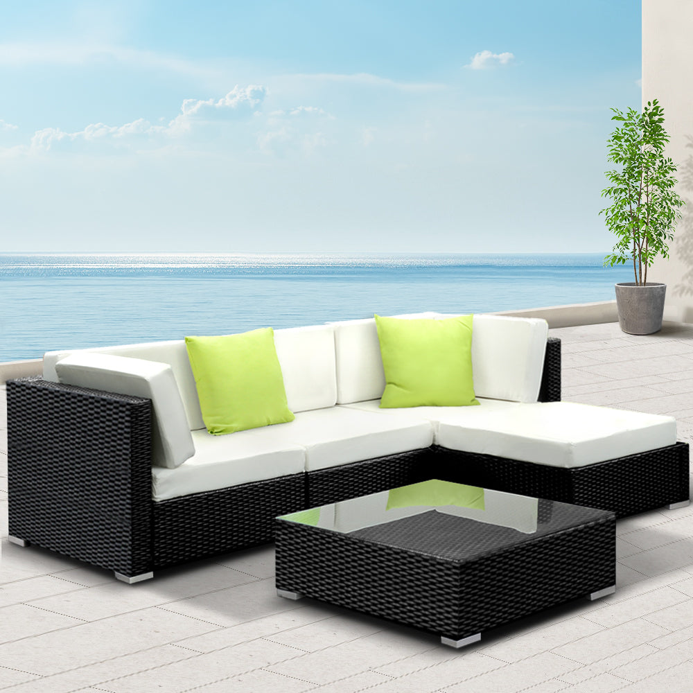 5PC Outdoor Furniture Sofa Set Wicker Garden Patio Pool Lounge