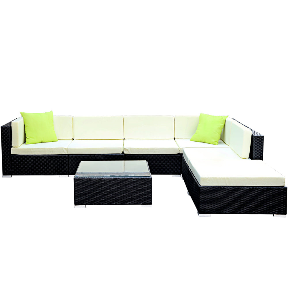 7PC Outdoor Furniture Sofa Set Wicker Garden Patio Pool Lounge