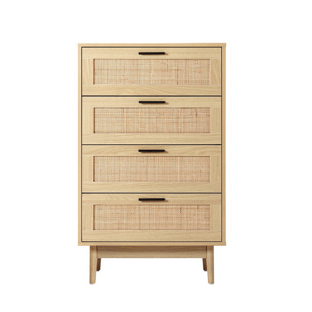 4 Chest of Drawers Rattan Tallboy Cabinet