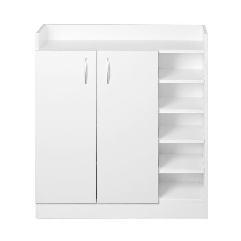 2 Doors Shoe Cabinet Storage Cupboard - White