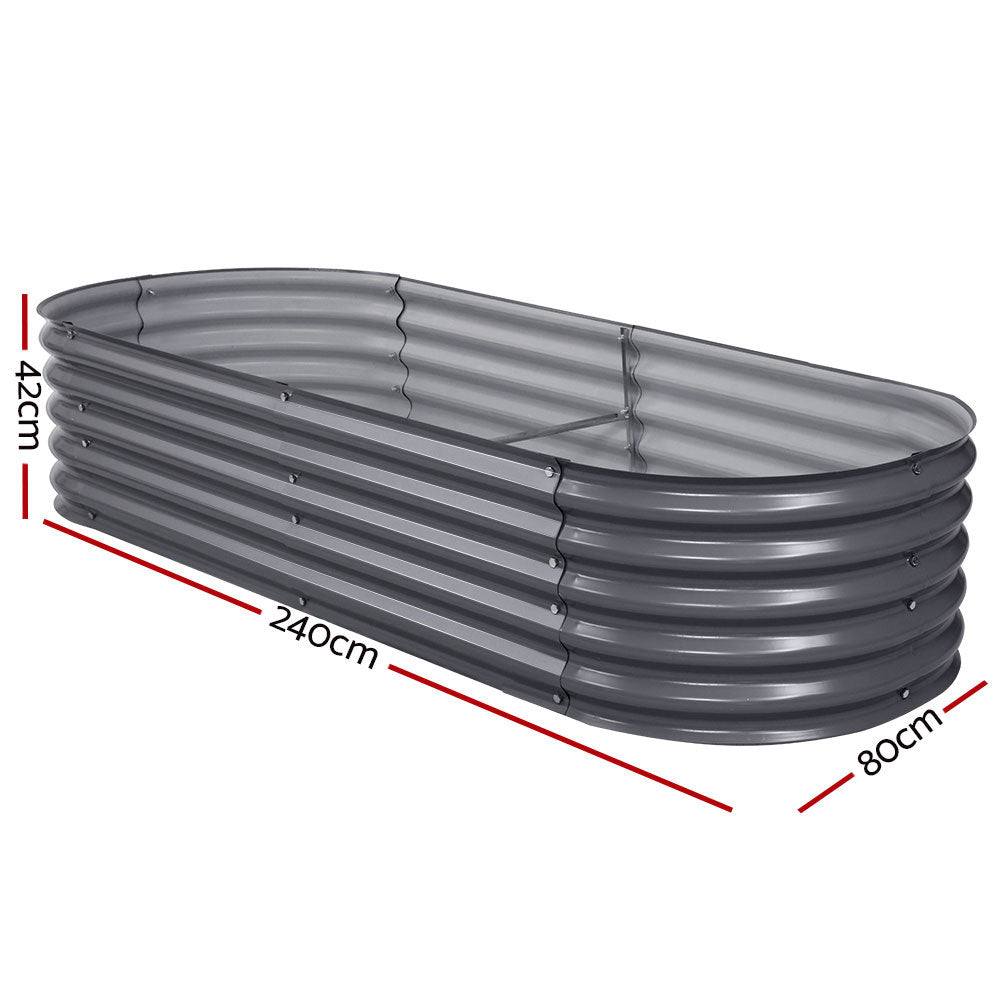 240X80X42CM Galvanised Raised Garden Bed Steel Instant Planter