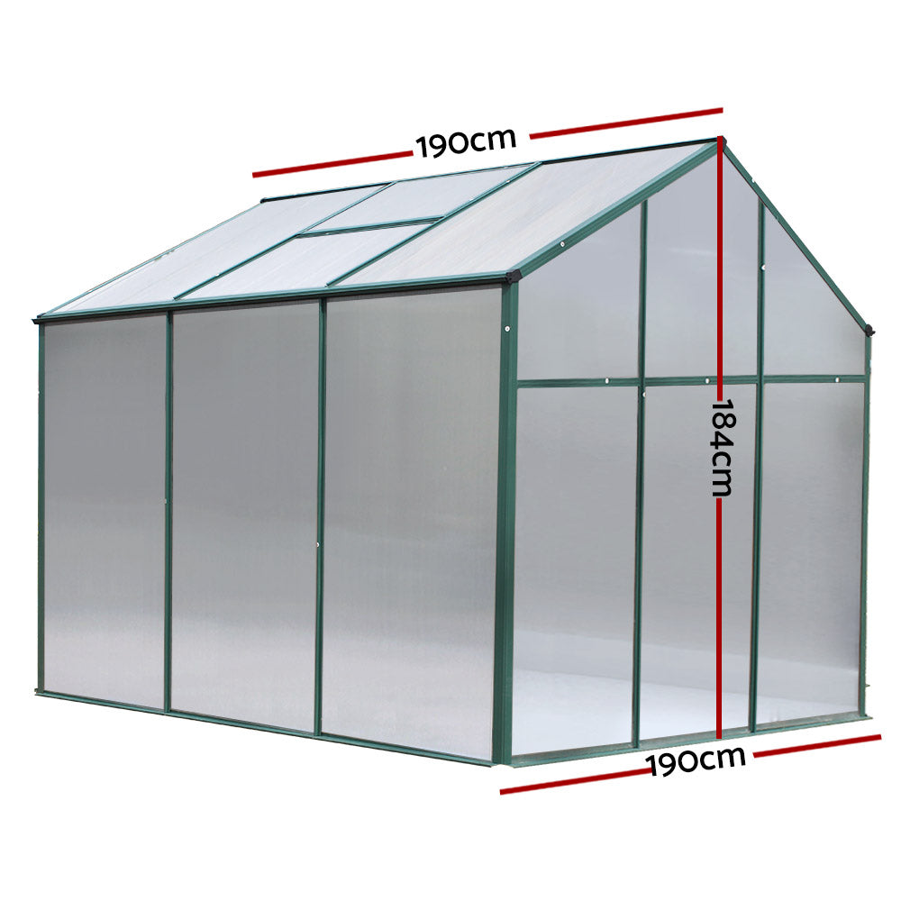 Greenhouse Aluminum Green House Garden Shed Polycarbonate 1.9x1.9M