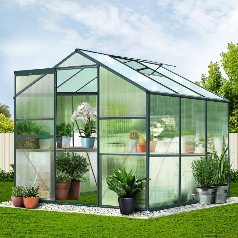 Greenhouse Aluminum Green House Garden Shed Polycarbonate 1.9x1.9M