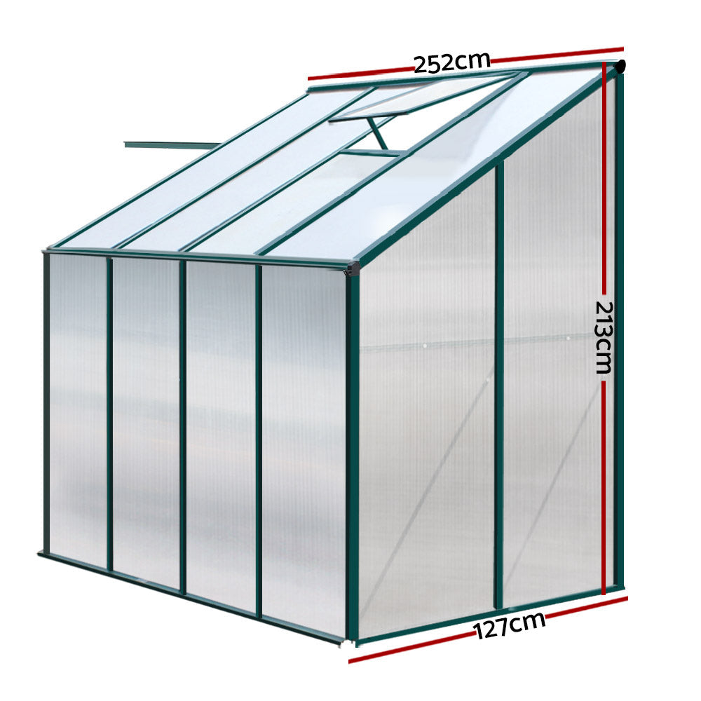 Greenhouse Aluminium Green House Garden Polycarbonate 2.52x1.27M