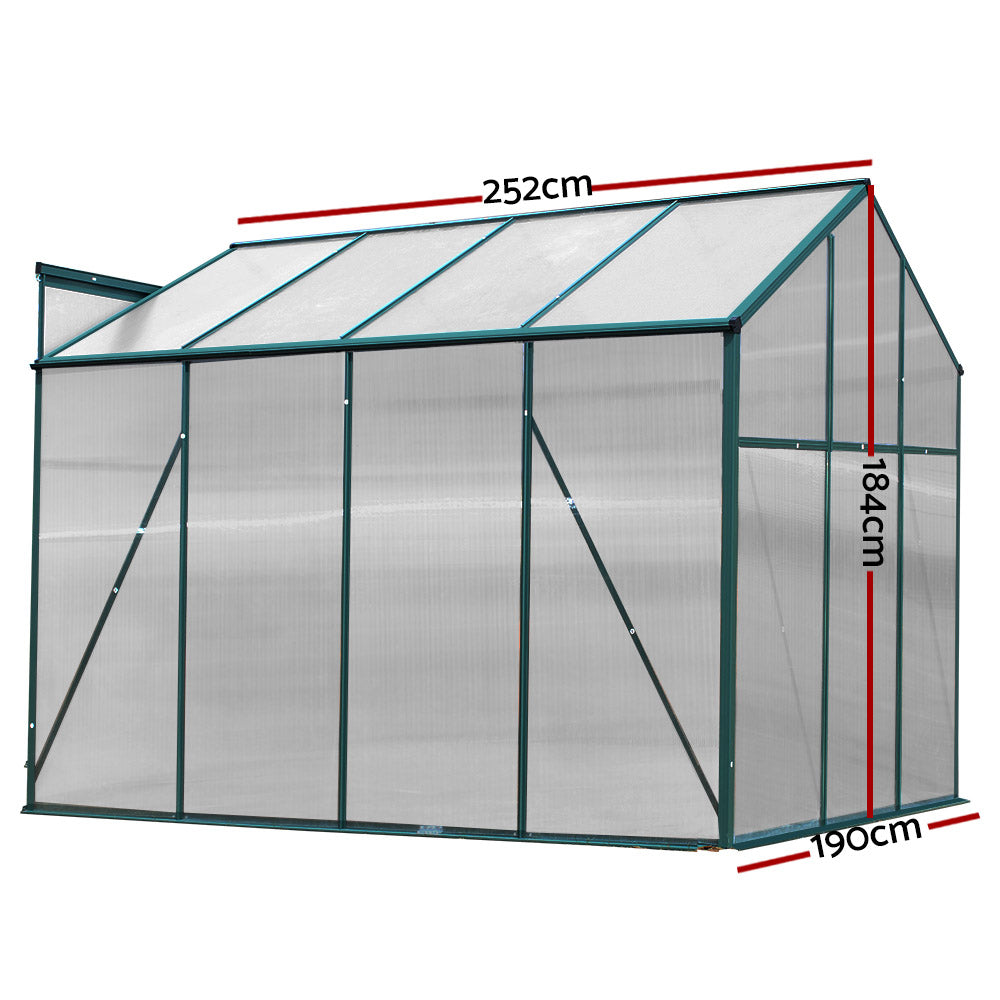 Aluminum Greenhouse Green House Garden Shed Polycarbonate 2.52x1.9M