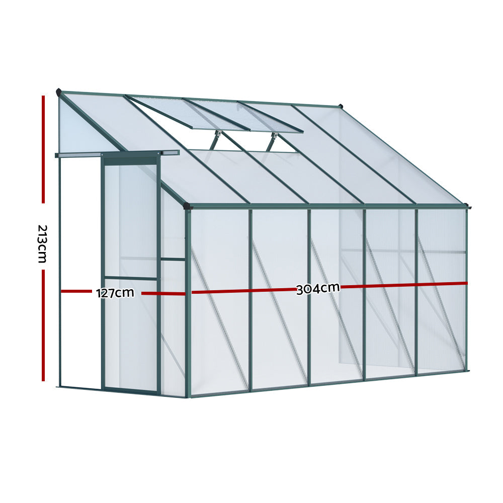 Greenhouse Aluminium Green House Garden Shed Polycarbonate 3x1.27M