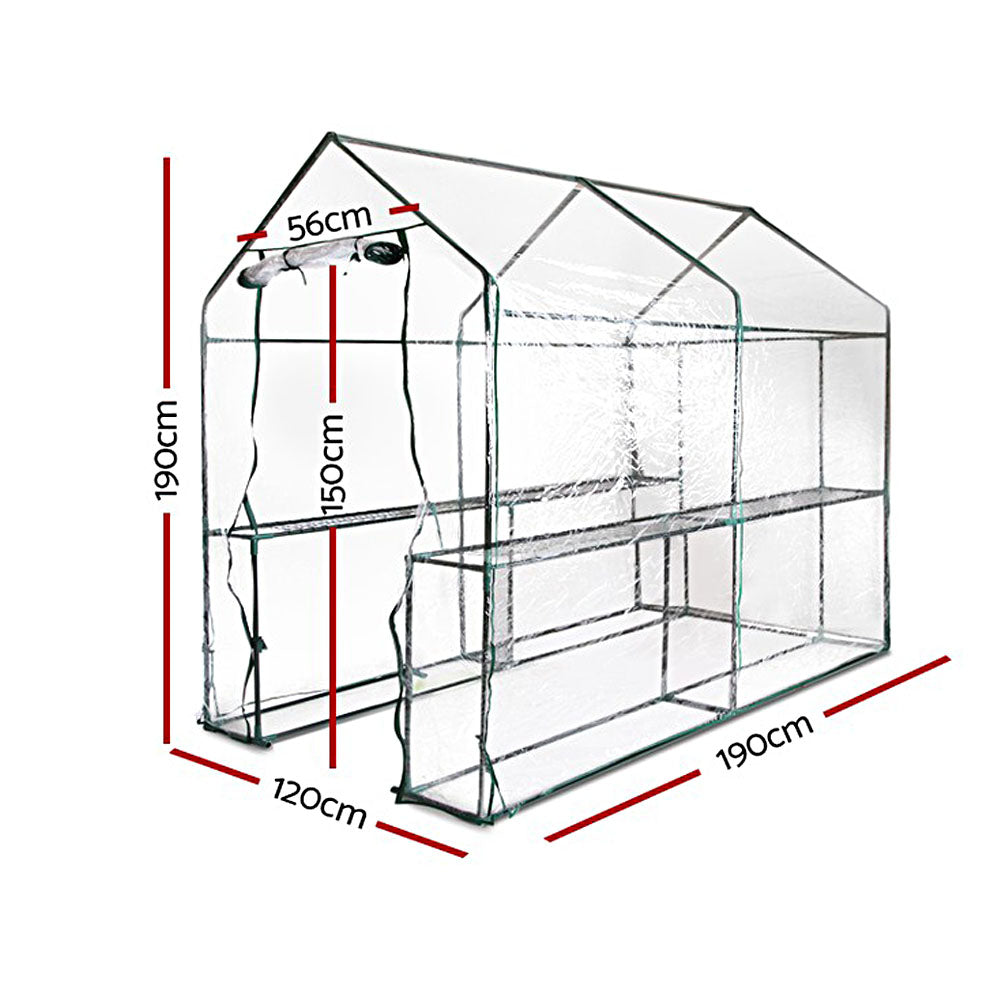 Greenhouse Garden Shed Green House 1.9X1.2M Storage Greenhouses Clear