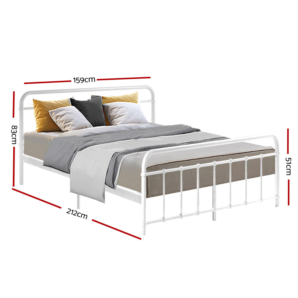 LEO Metal Bed Frame - Queen (White)