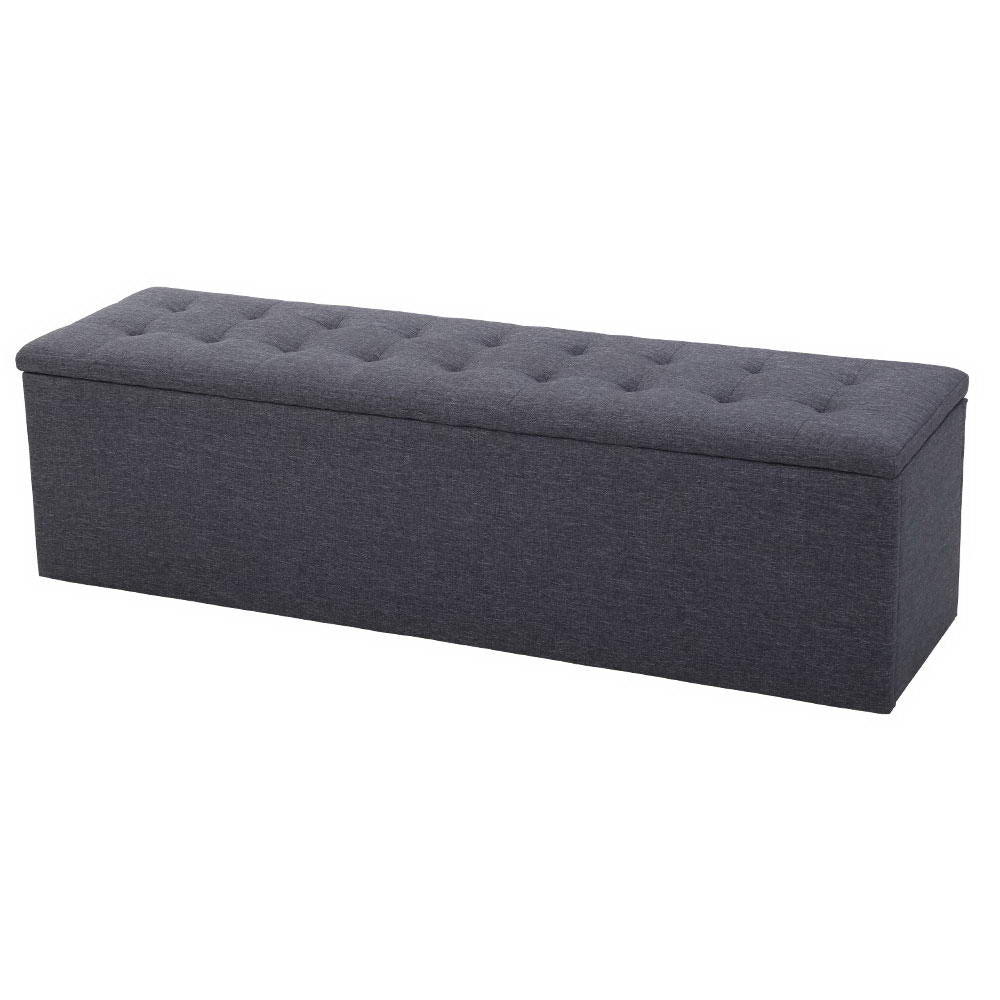 Artiss Storage Ottoman Blanket Box Linen Foot Stool Rest Chest Couch Grey