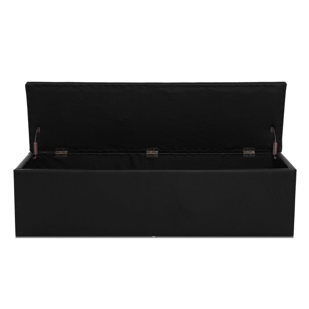 Storage Ottoman Blanket Box Black LARGE Leather Rest Chest Toy Foot Stool