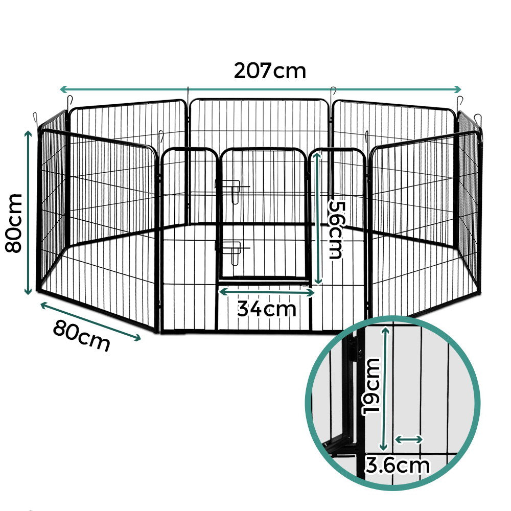 Pet Playpen Dog Playpen 8 Panel Exercise Cage Enclosure Fence 80x80cm