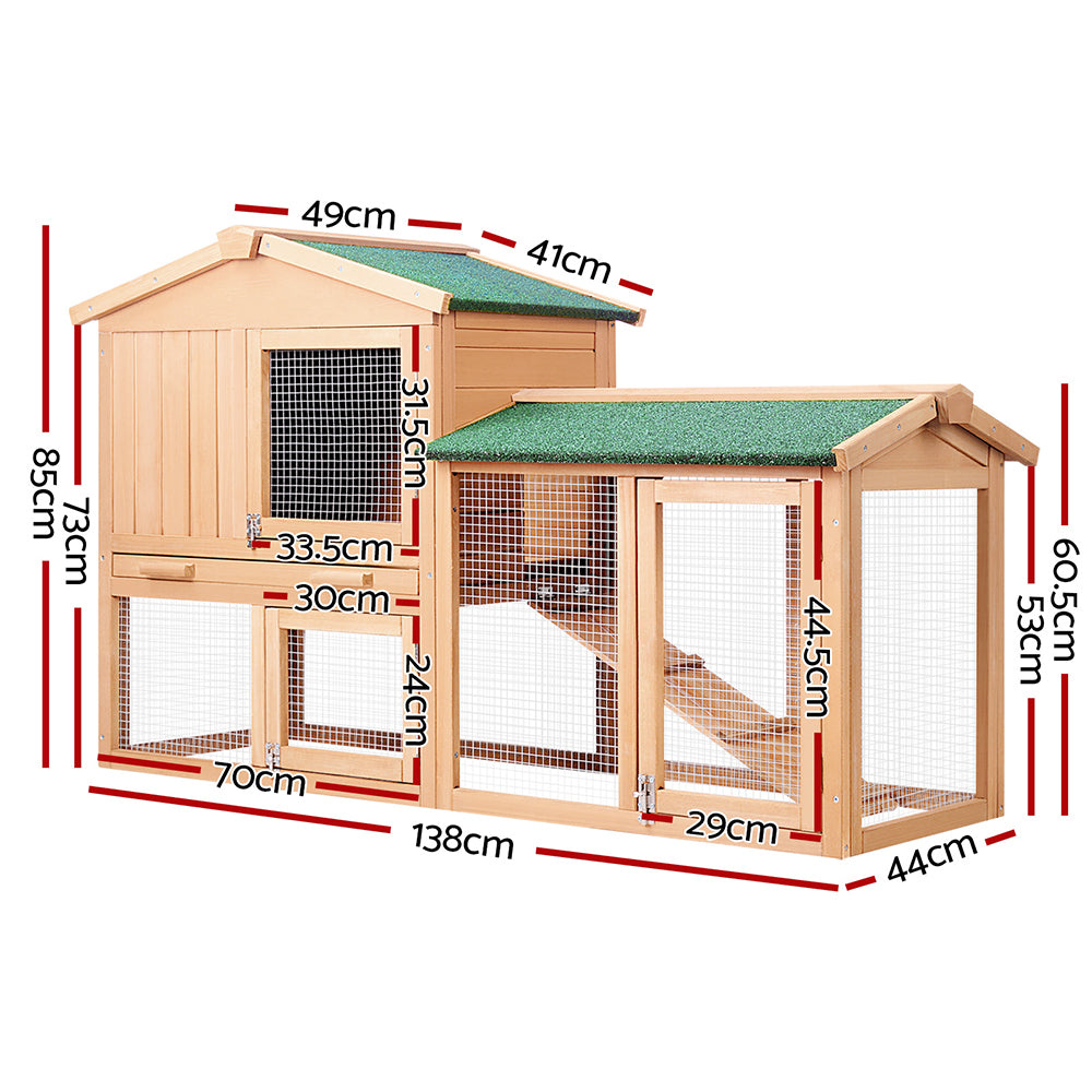 Pet Chicken Coop Rabbit Hutch 138cm Wide Wooden Pet Hutch