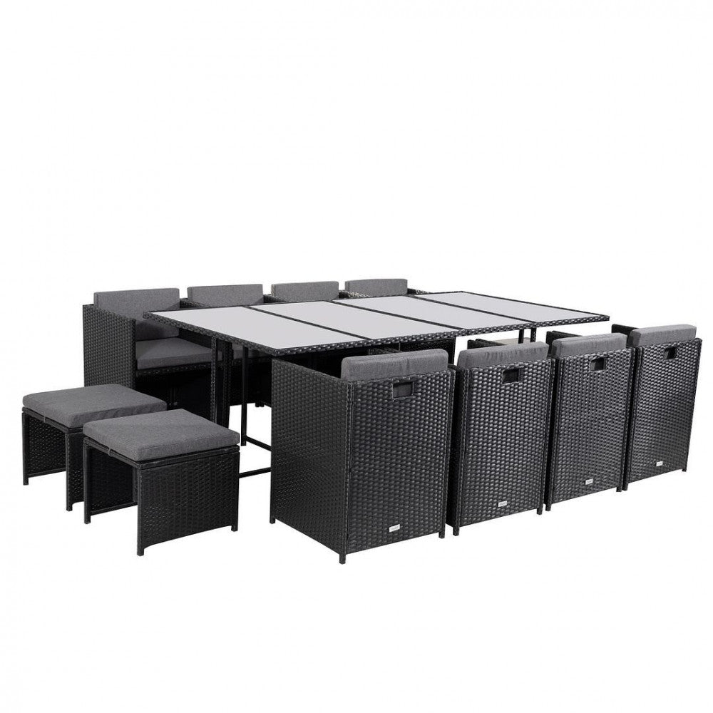 Bali 13PC  Outdoor Dining Set &#8211; Black