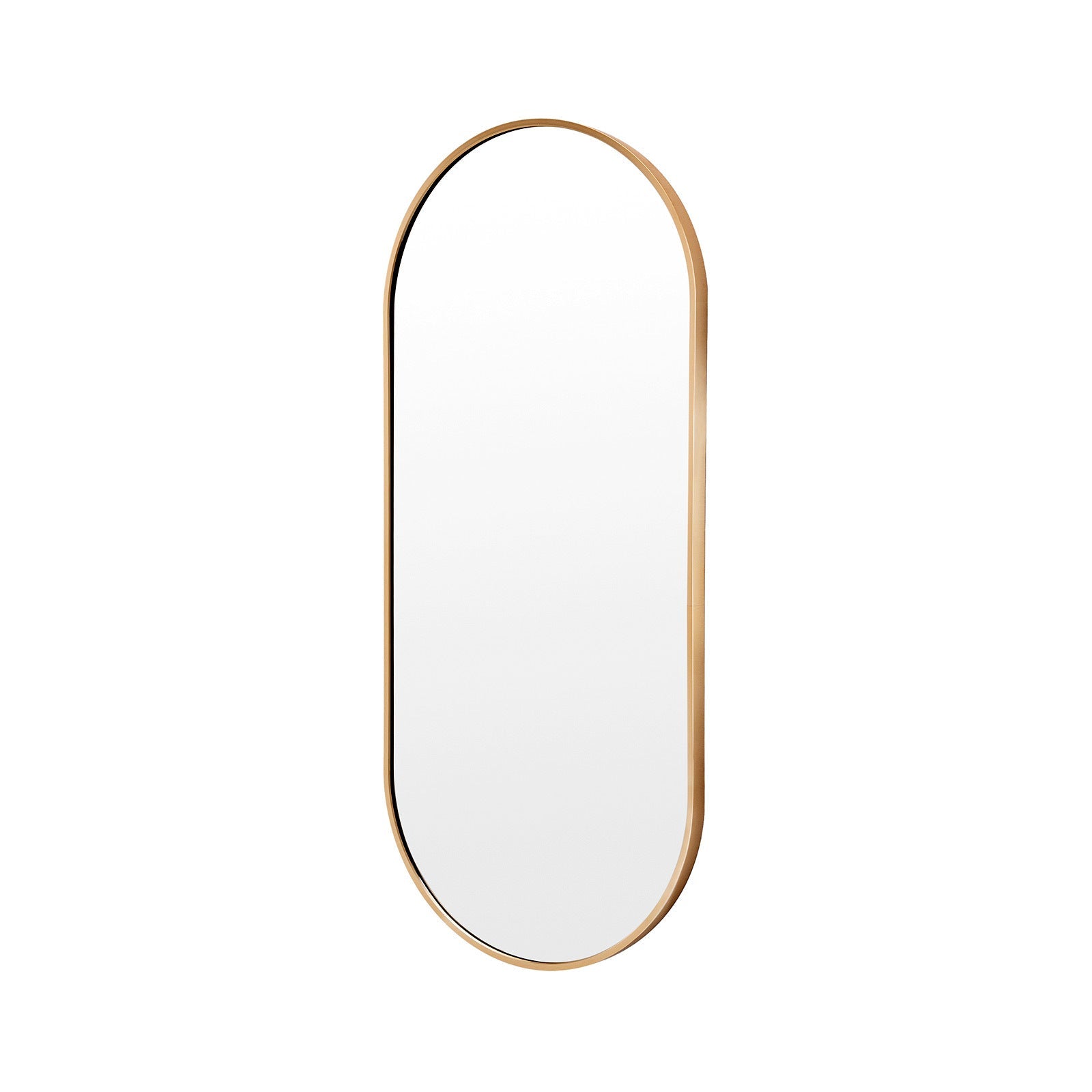 La Bella Gold Wall Mirror Oval Aluminum Frame Makeup Decor Bathroom Vanity 45 x 100cm