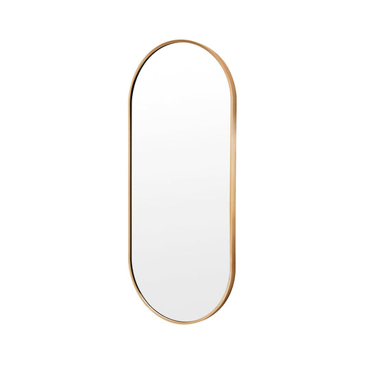 La Bella Gold Wall Mirror Oval Aluminum Frame Makeup Decor Bathroom Vanity 45 x 100cm