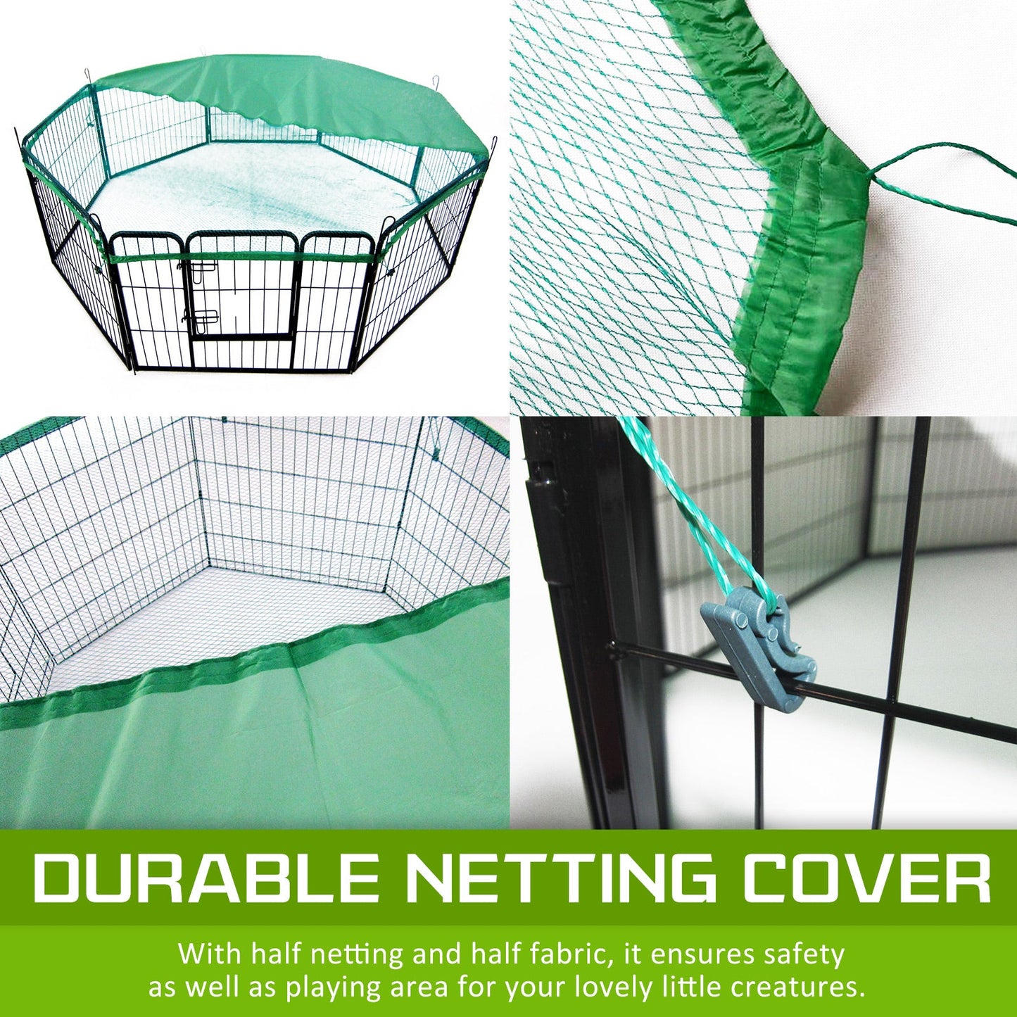 Pet Playpen Heavy Duty 32in 8 Panel Foldable Dog Cage + Cover