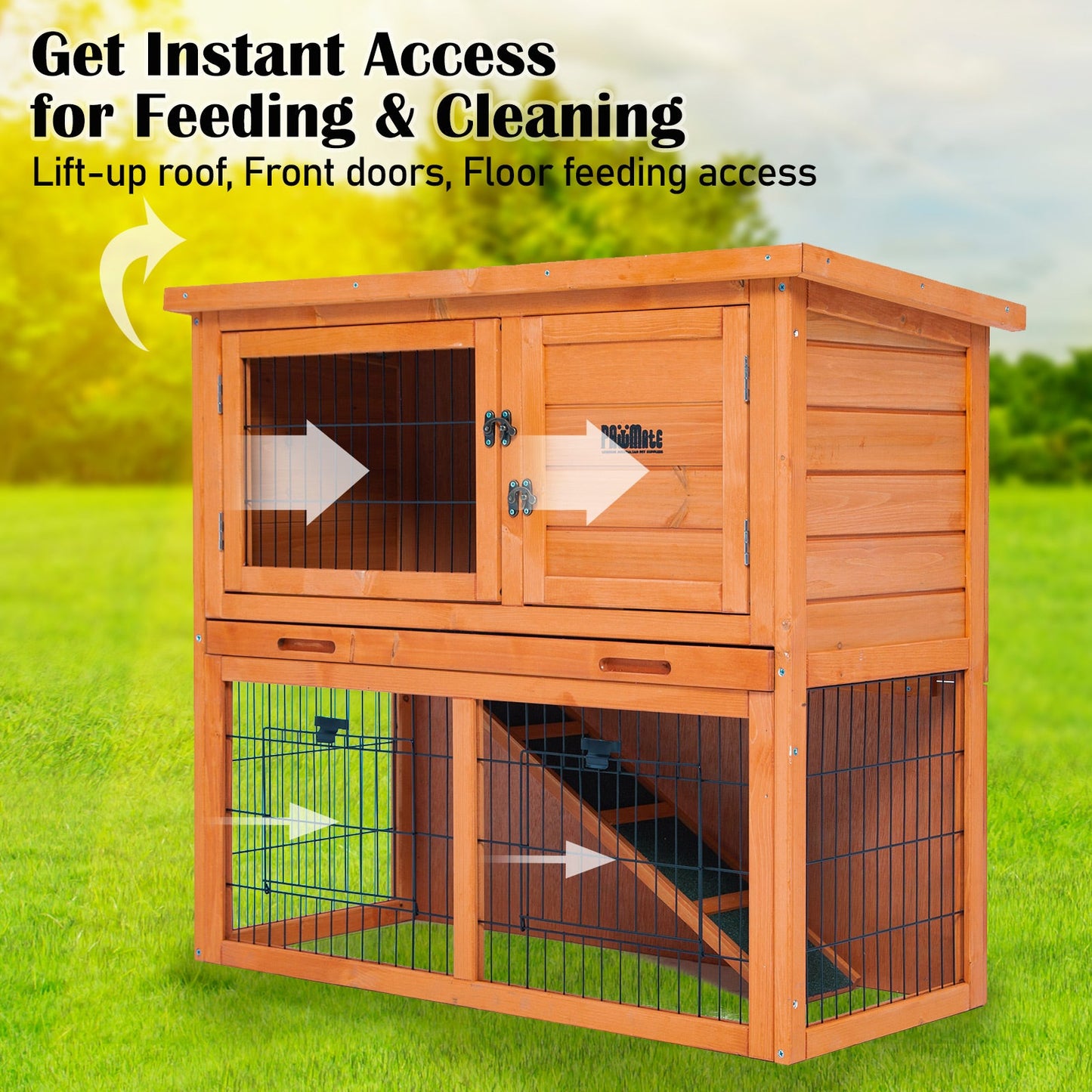 92 x 45 x 82cm Rabbit Hutch Chicken Coop 2 Storey Cage Run