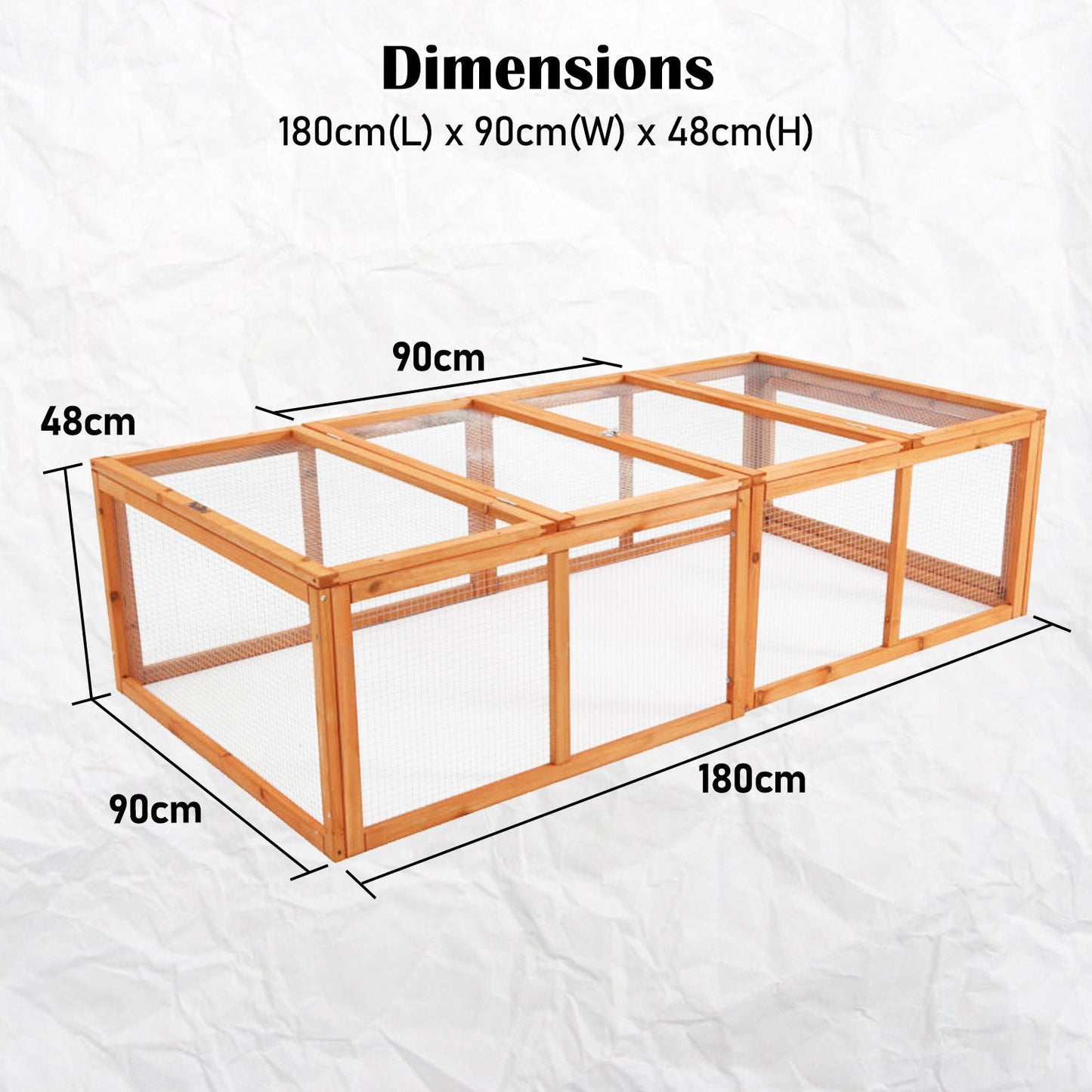 180 x 90 x 48cm Chicken Coop Run Extension Rabbit Hutch Cage