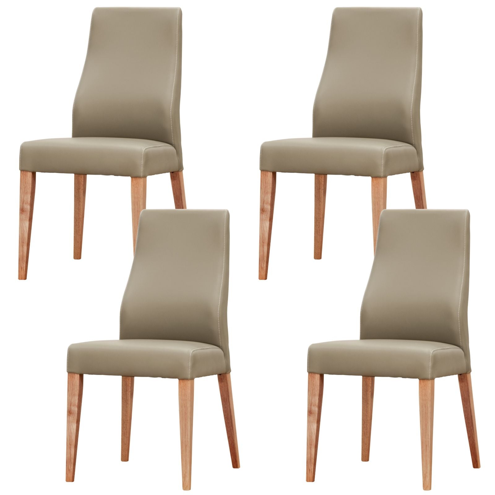 Rosemallow Dining Chair Set of 4 PU Leather Seat Solid Messmate Timber - Silver