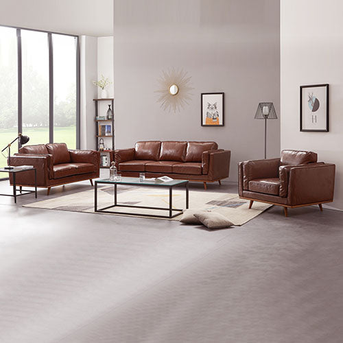 3+2 Seater Sofa Brown Leather Lounge Set for Living Room