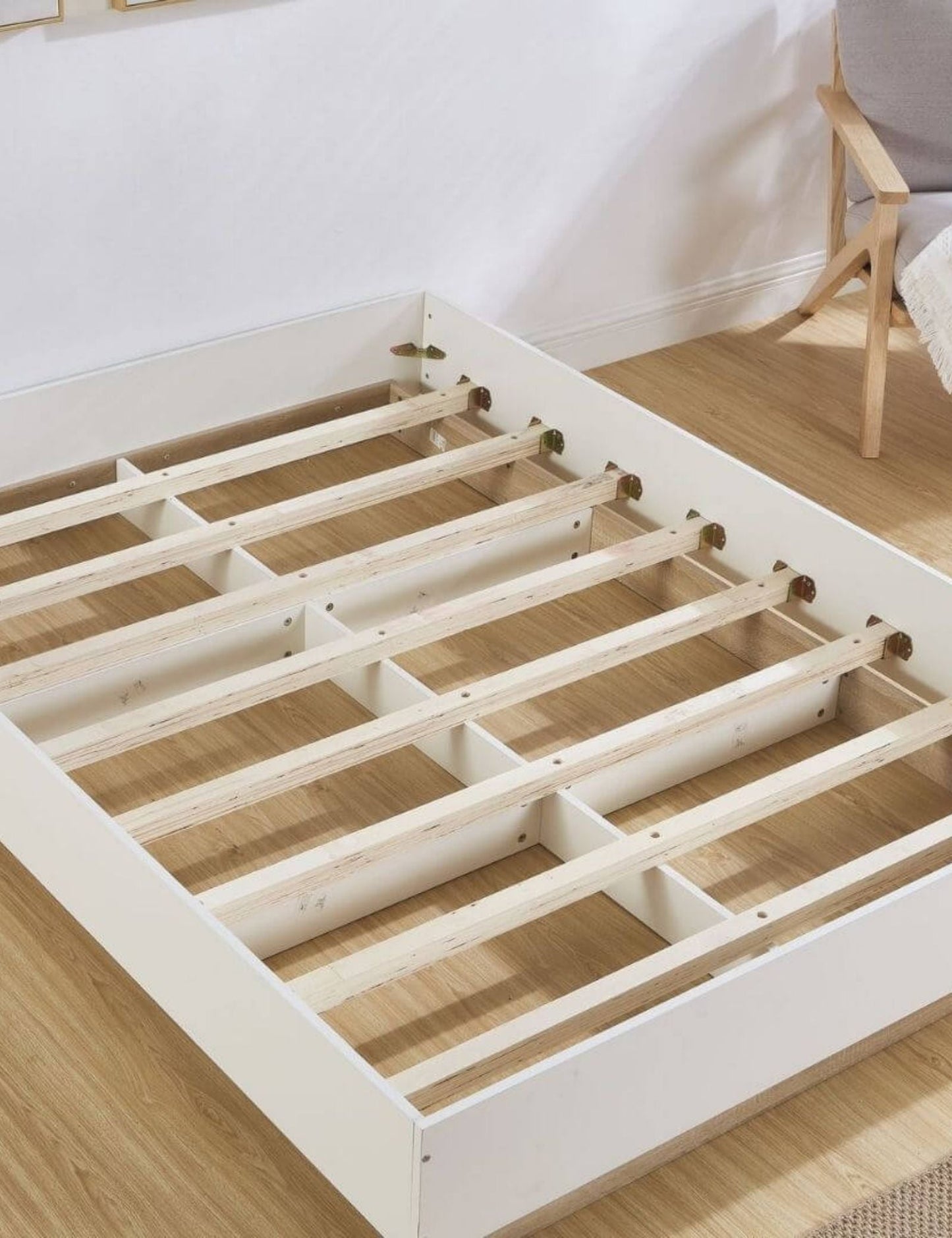 Industrial Contemporary White Oak Bed Base Bed Frame