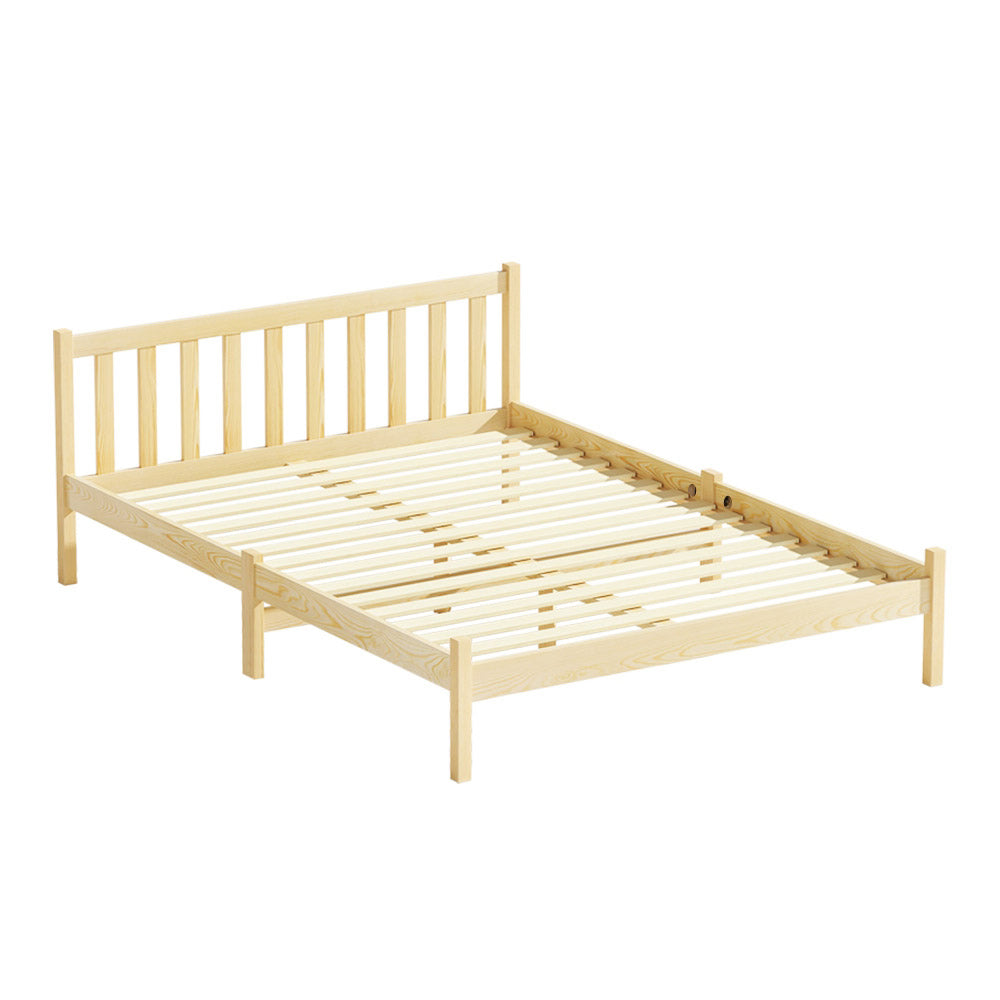 Artiss Bed Frame Wooden Double Size Bed Base Pine Timber Mattress Foundation Oak